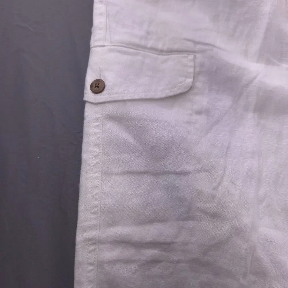 Roundtree & Yorke Caribbean 46 x 29‎ 100% Linen Drawstring White Pants Beach New